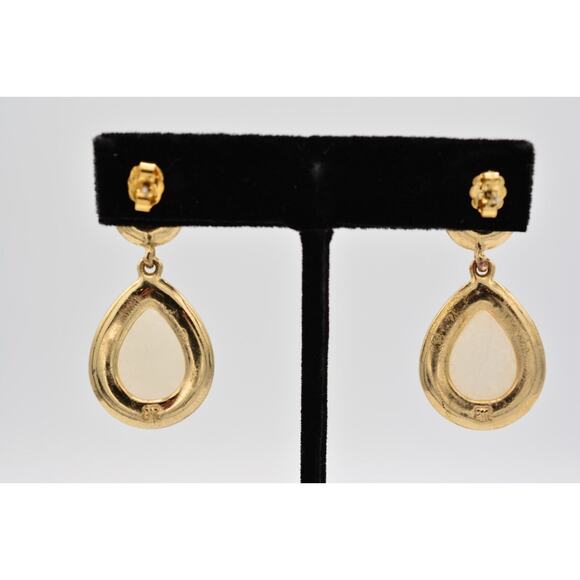 Banana Republic Dangle Earrings Dangle White Crystal Faceted Gold Chunky BinAK - Picture 11 of 12